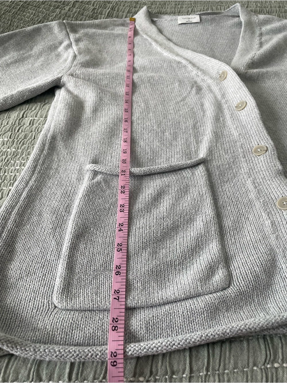 The Group by Babaton Gray Affirmation Cardigan Aritzia Button Up Pockets Size M - Picture 7 of 8